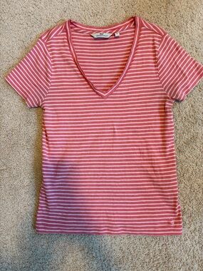 Vineyard Vines Pink Striped V-Neck Tee